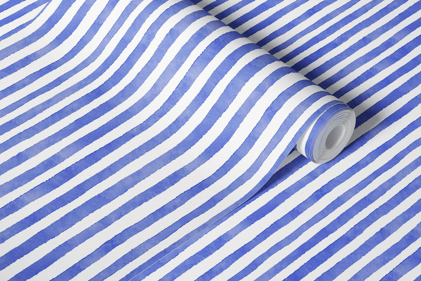 Watercolor Fine Stripes - Blue wallpaper roll