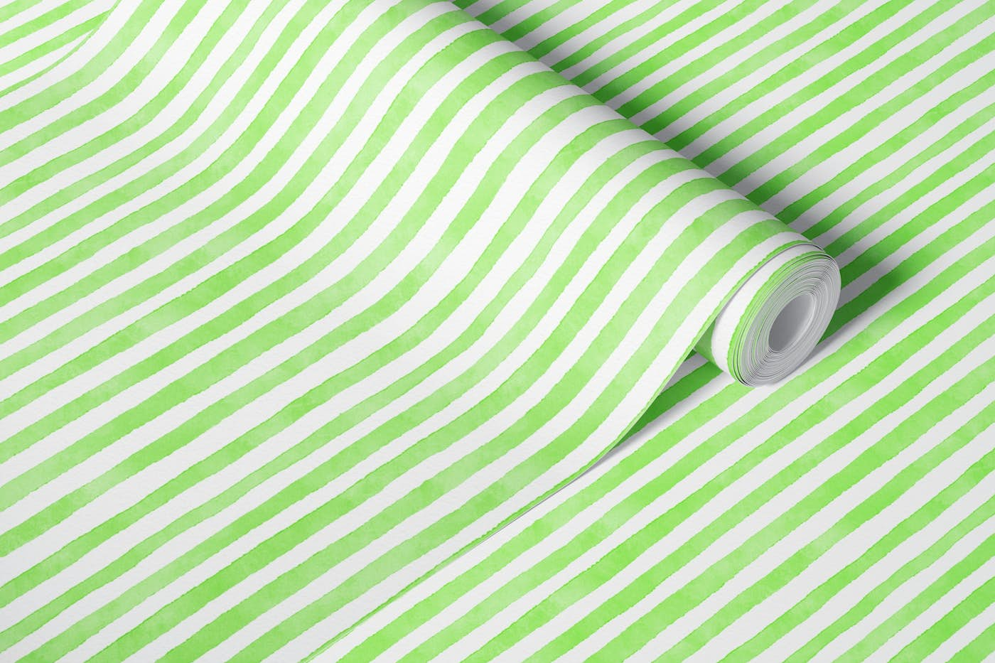 Watercolor Fine Stripes - Light Green wallpaper roll