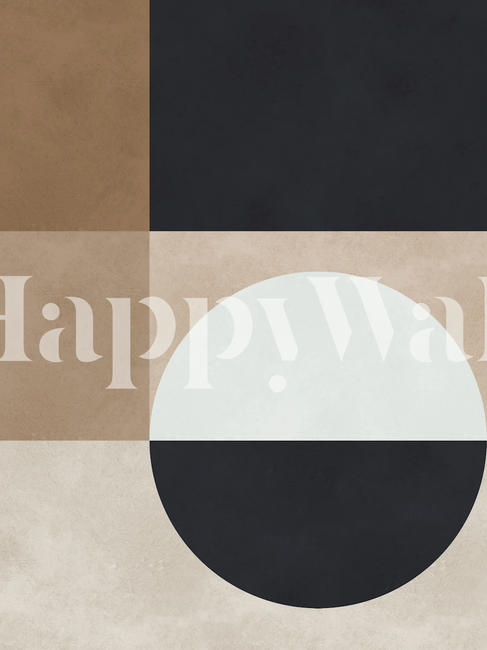 Abstract modern kunstbehang met geometrische cirkels en vierkanten in zwarte, witte en neutrale tinten