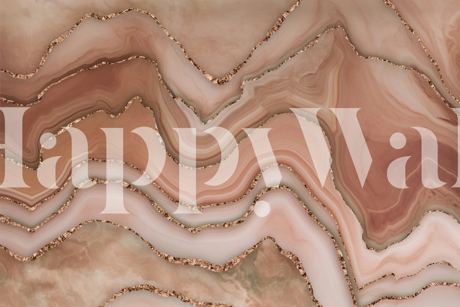 Marble wallpaper in shades of rose, copper, and cream with wavy patterns.