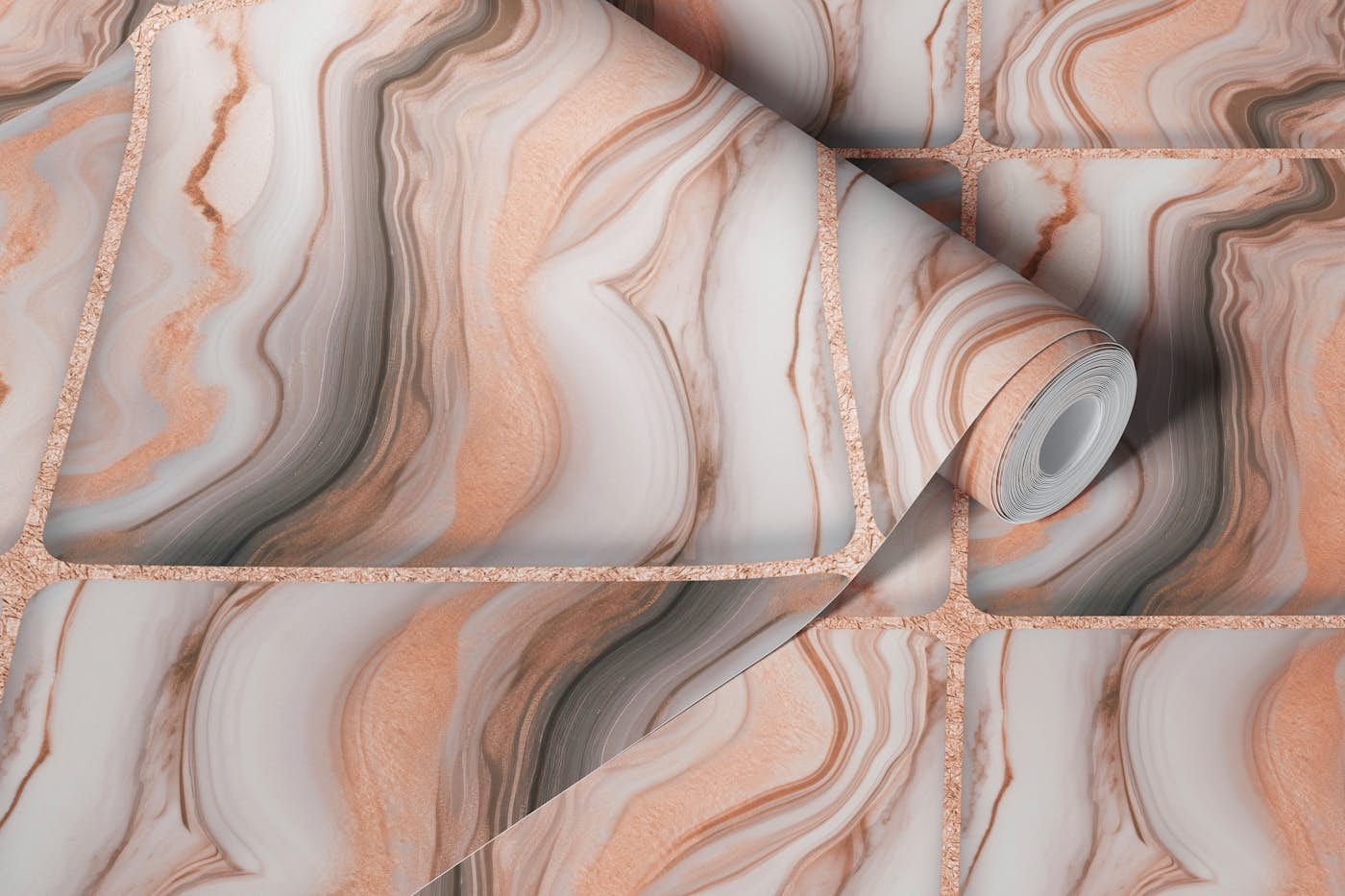 De Luxe Marble Rhombus Rhapsody Peach wallpaper roll