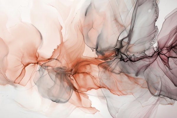 Slow Motion Floating Ink Peach Eggplant