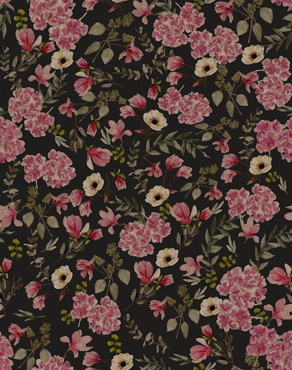 Dark Romantic Pattern - Pink and Charcoal