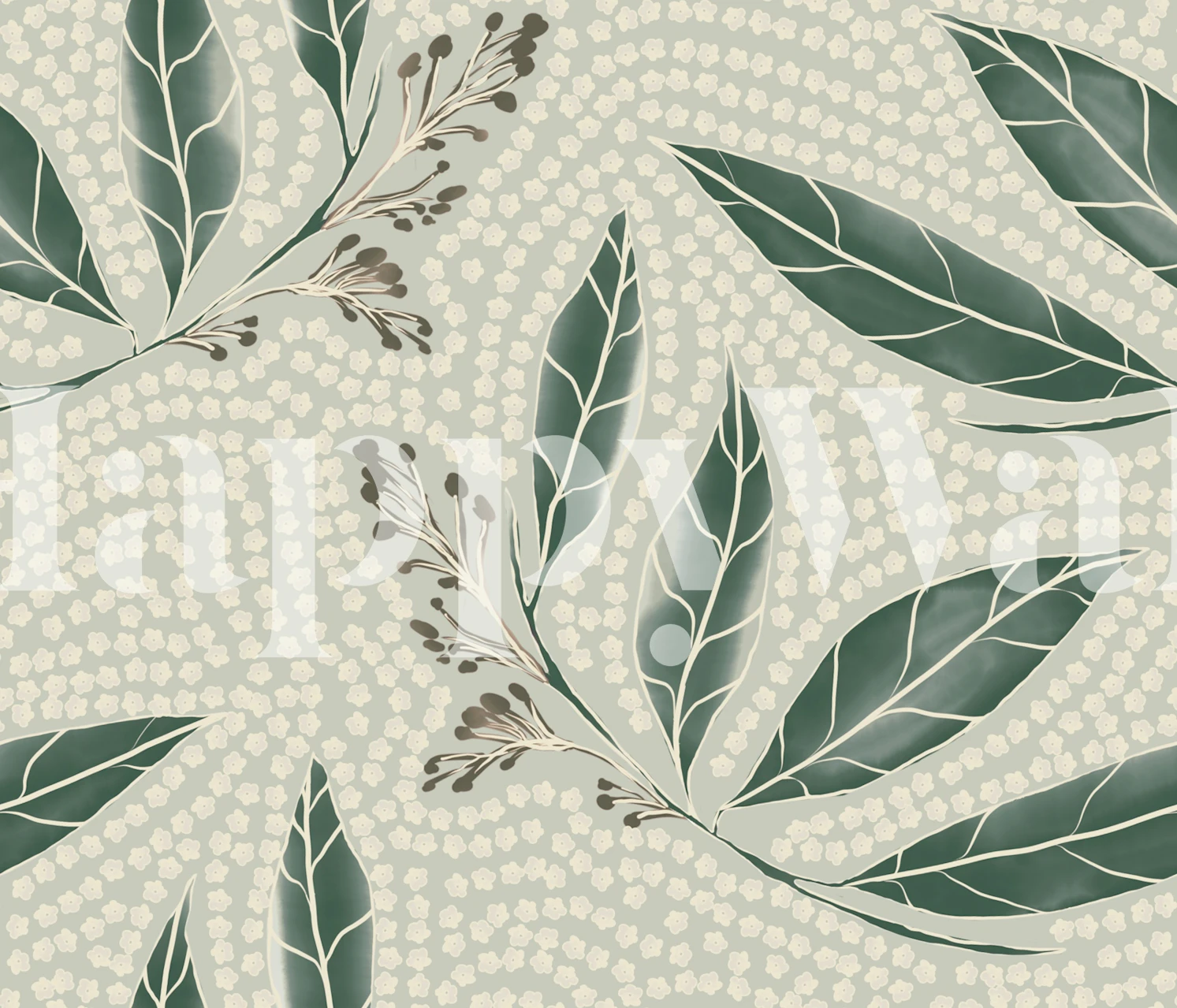 Eucalyptus Mosaic Hunter Green tapet i et rom