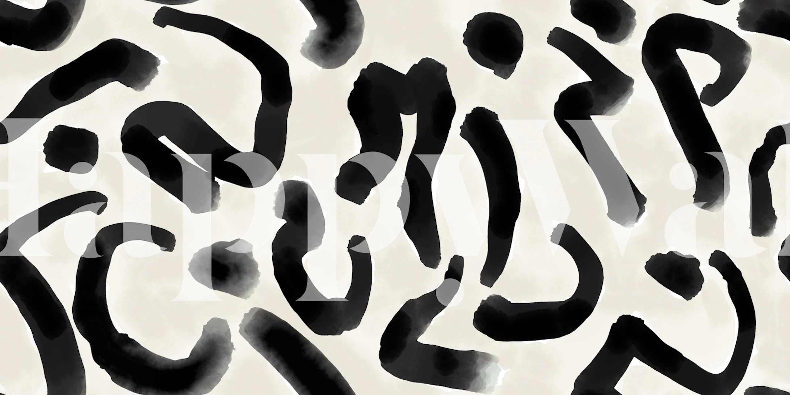 Abstract Expressionist Black Brushstrokes patrón de papel tapiz de trazos de pincel negro