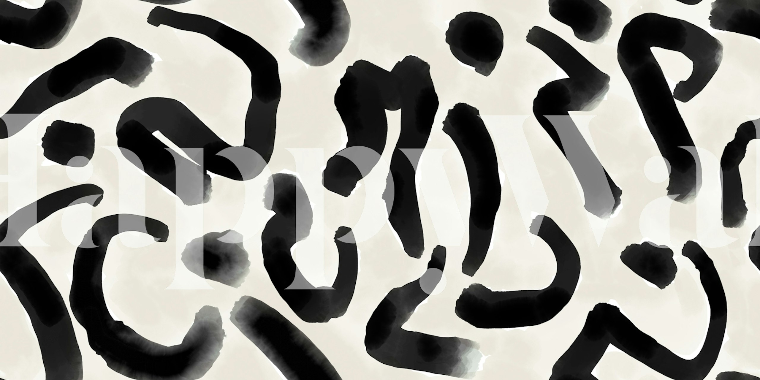 Abstract Expressionist Black Brushstrokes patroon van zwart penseelstreken behang