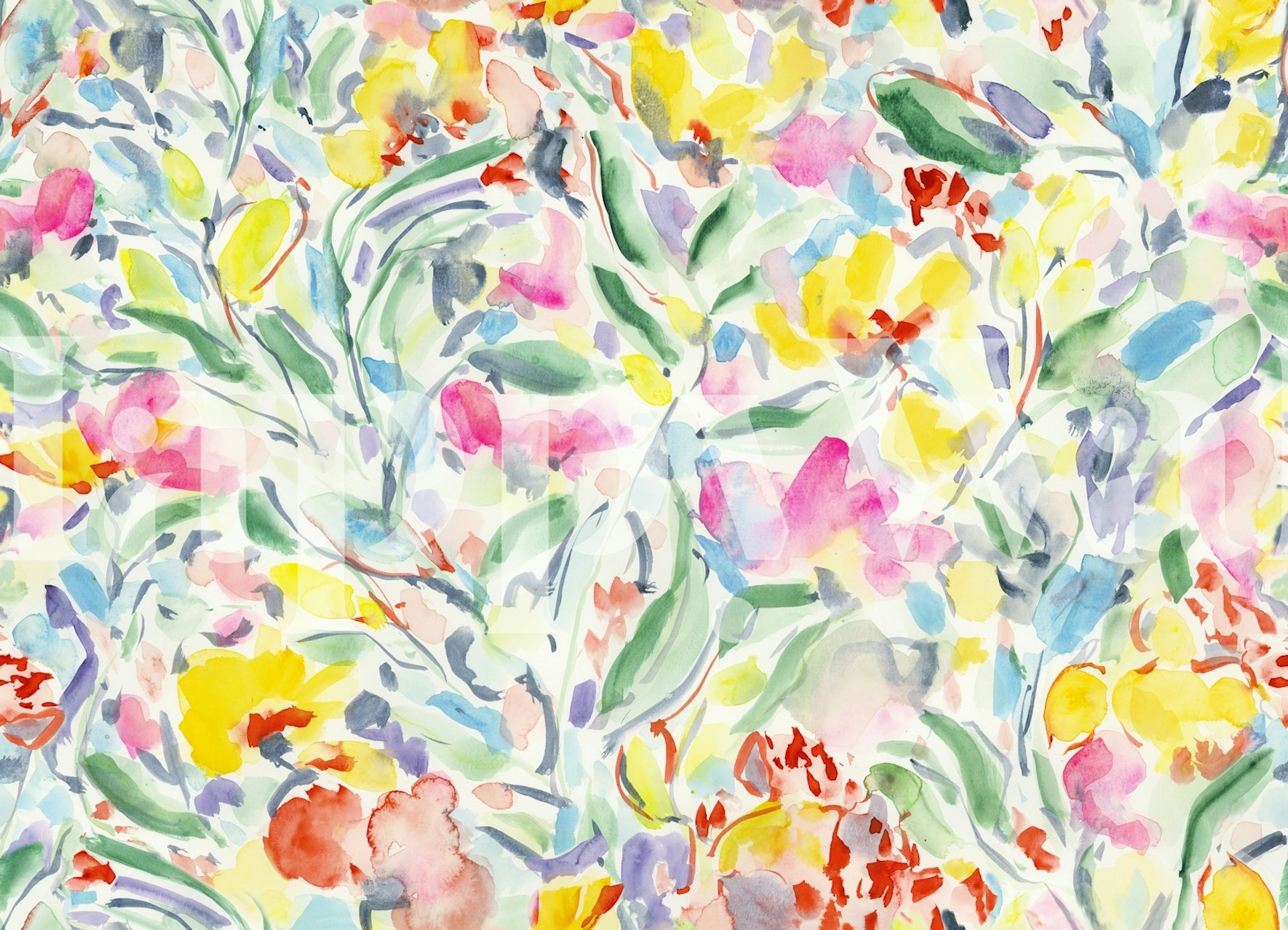 Ζωντανή floral ταπετσαρία σε ένα δωμάτιο