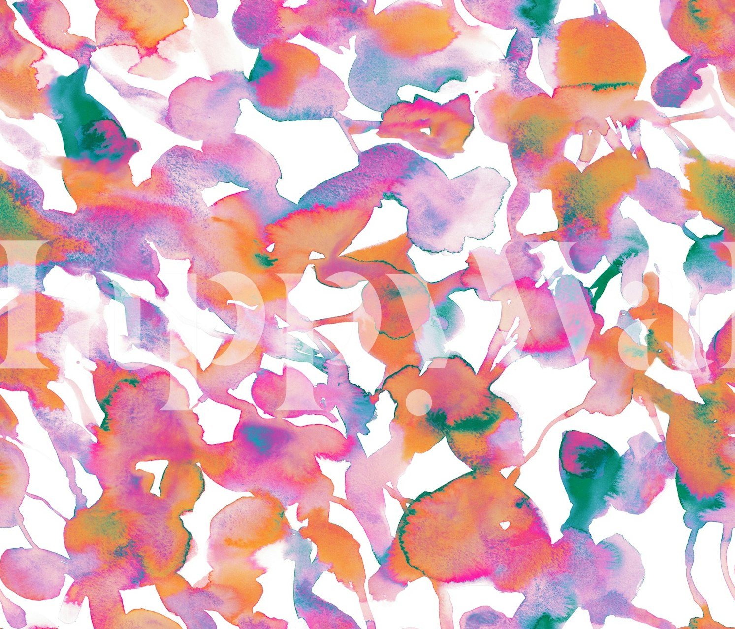 Pink and orange abstract floral wallpaper