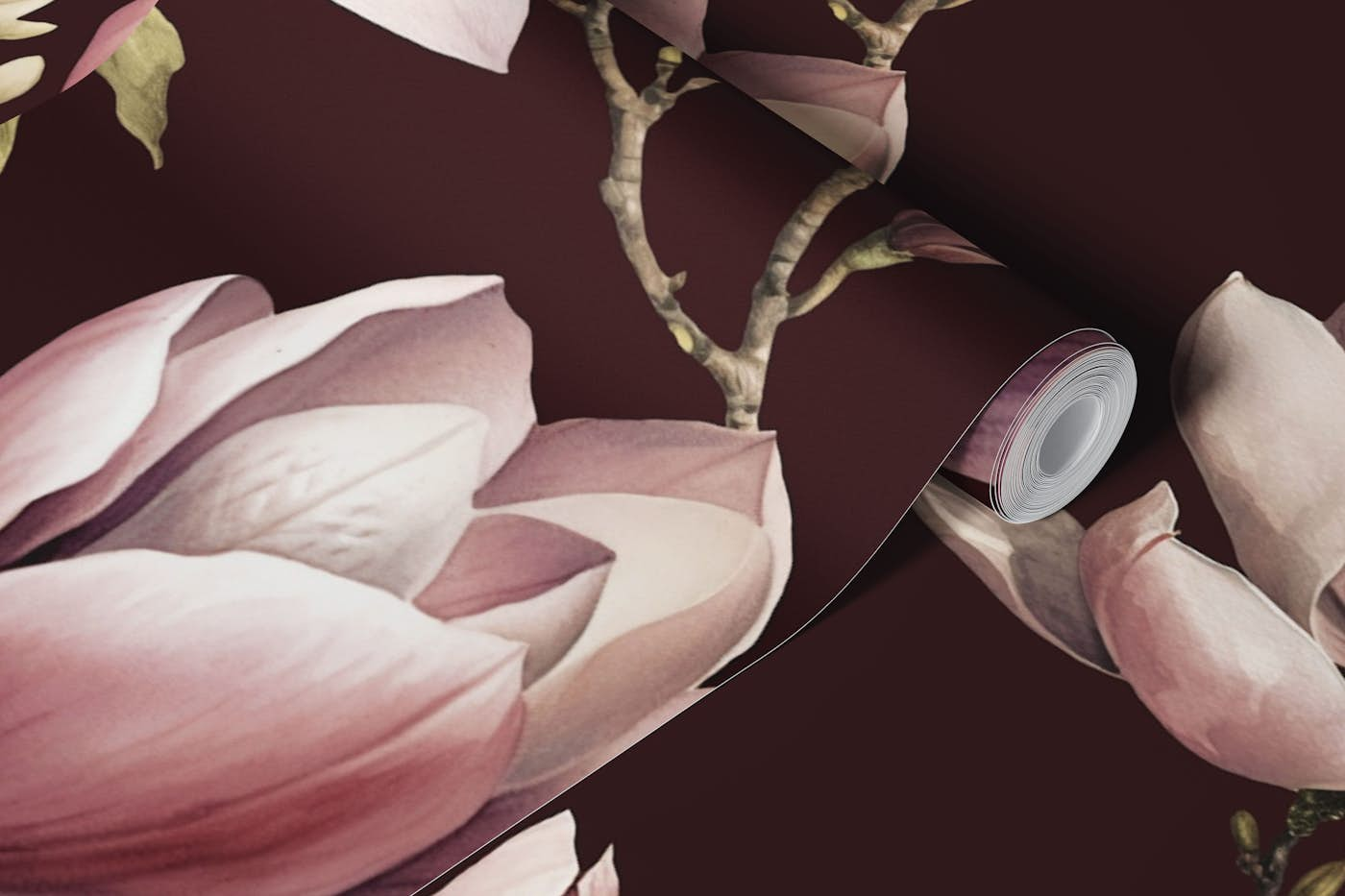 Magnolia Spring Romance Pink Brown wallpaper roll