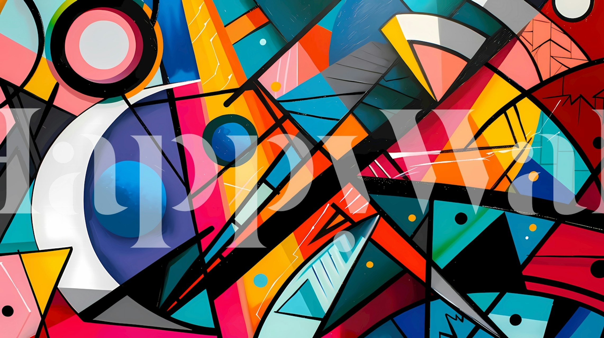 Papel tapiz Geometric Pop Art 2 exhibido en una habitación