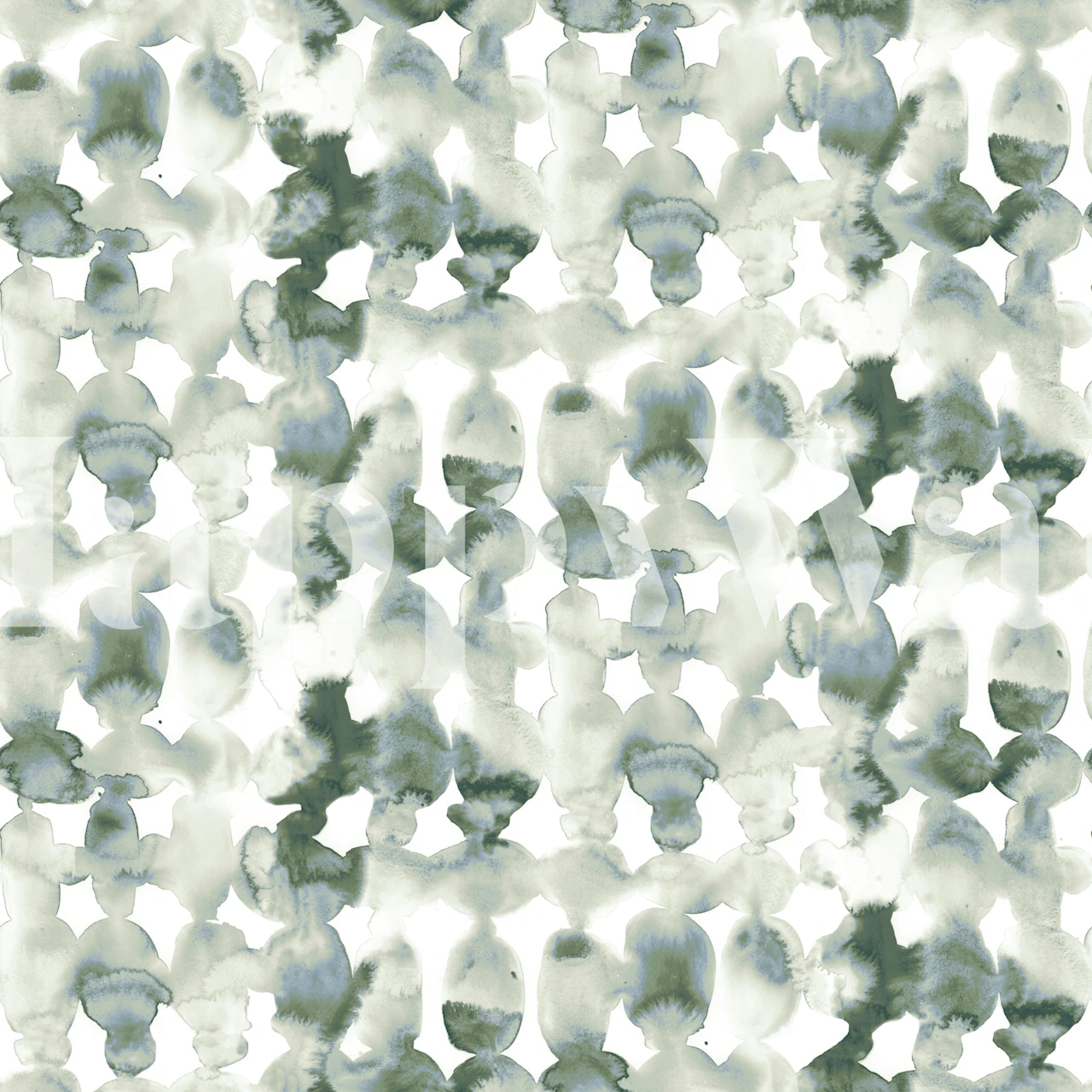 Dye Ovals Forest Green Neutral wallpaper in a room