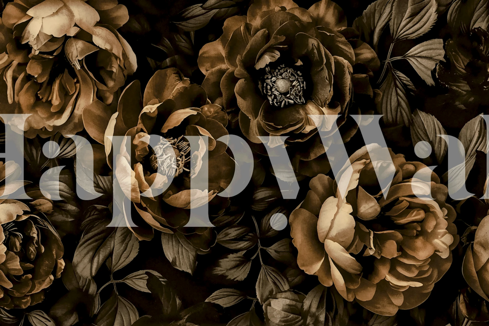 Midnight Garden Baroque Blooms Brown wallpaper design