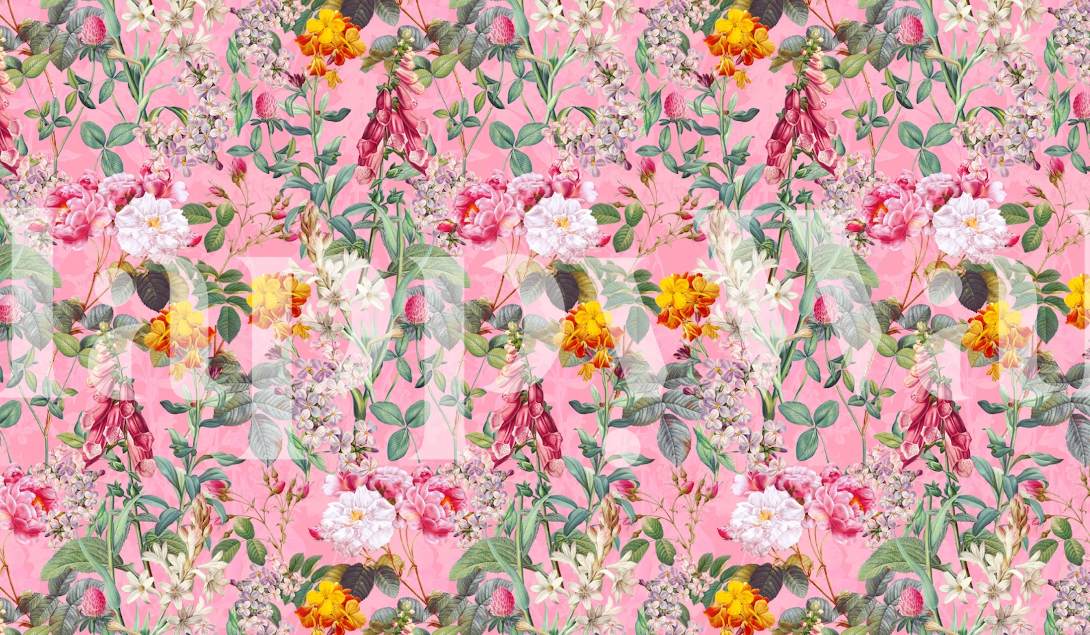 Colorful Chintzy Florals IV wallpaper in a room