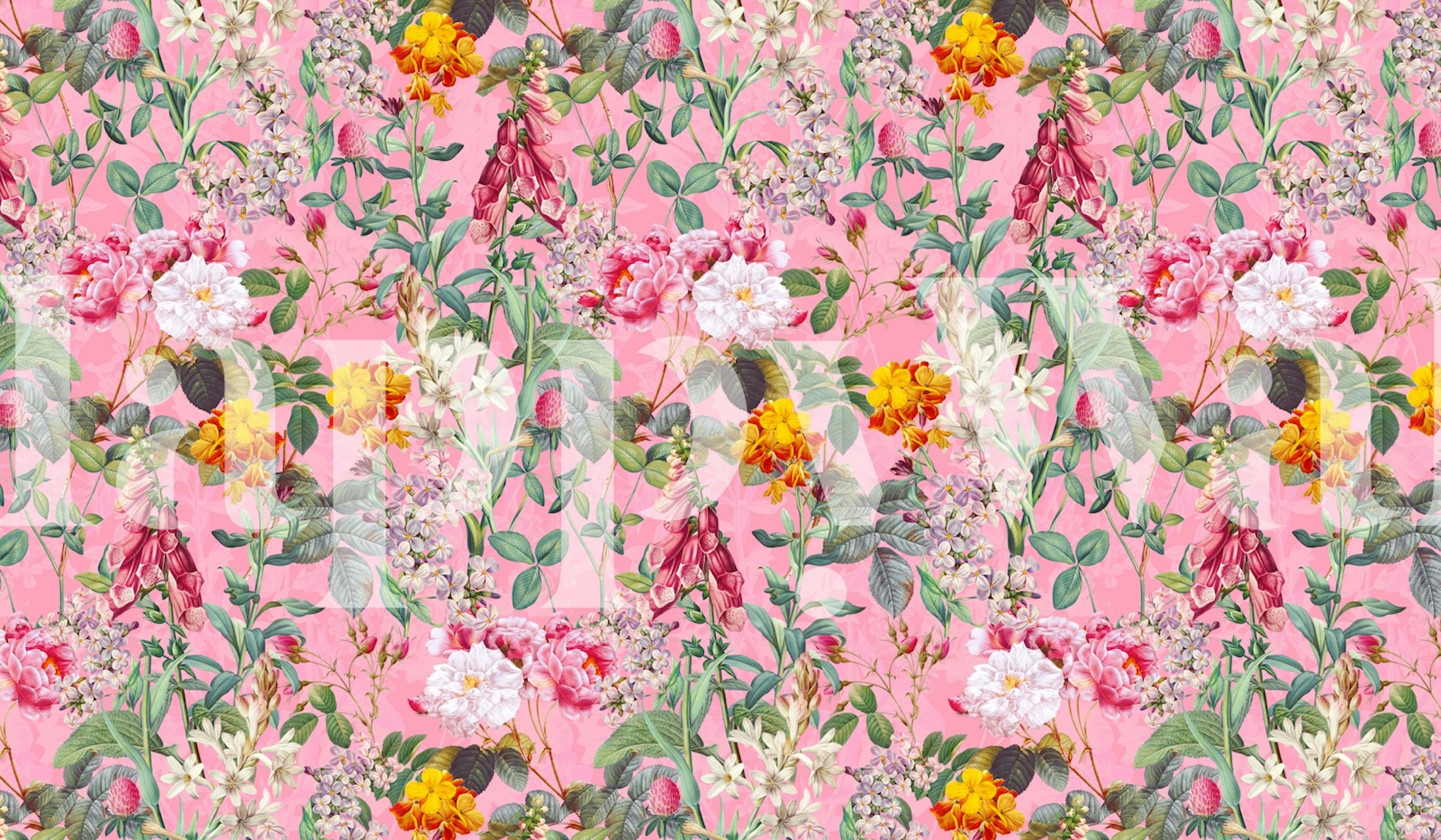 Colorido Chintzy Florals IV em um quarto