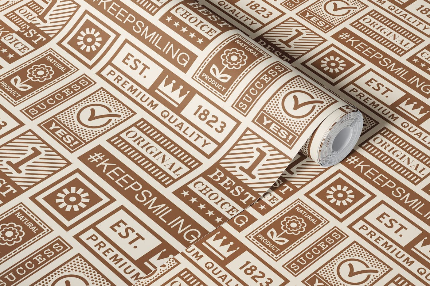 Brown vintage labels / 3058 D wallpaper roll