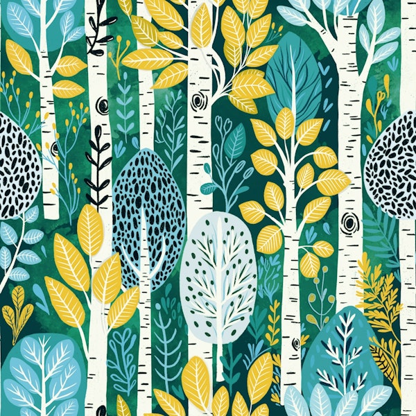 Aspen Trees in the night (green)