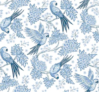 Parrot garden - blue and white behang