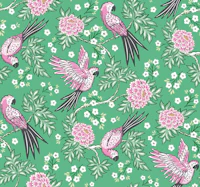 Parrot garden - pink and green behang