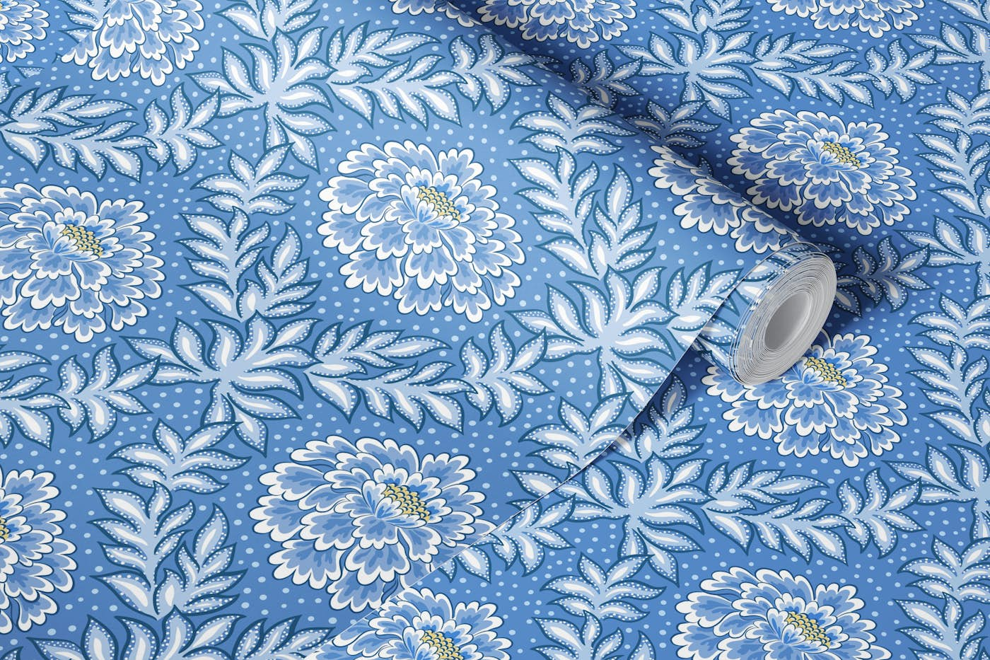 Bold floral - blue wallpaper roll