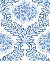 Bold floral - blue and white tapeta