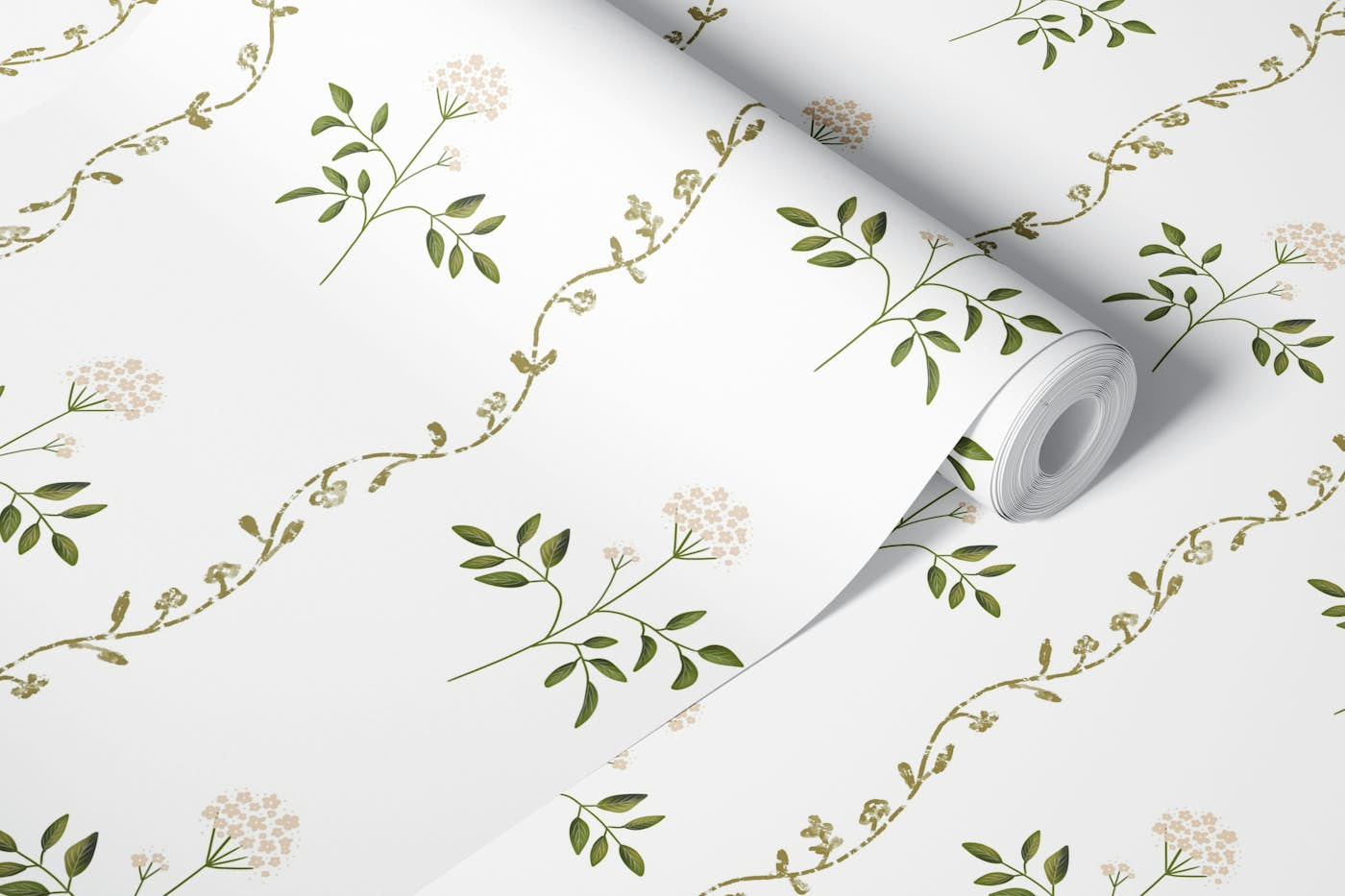 Minimal Floral Stripes wallpaper roll