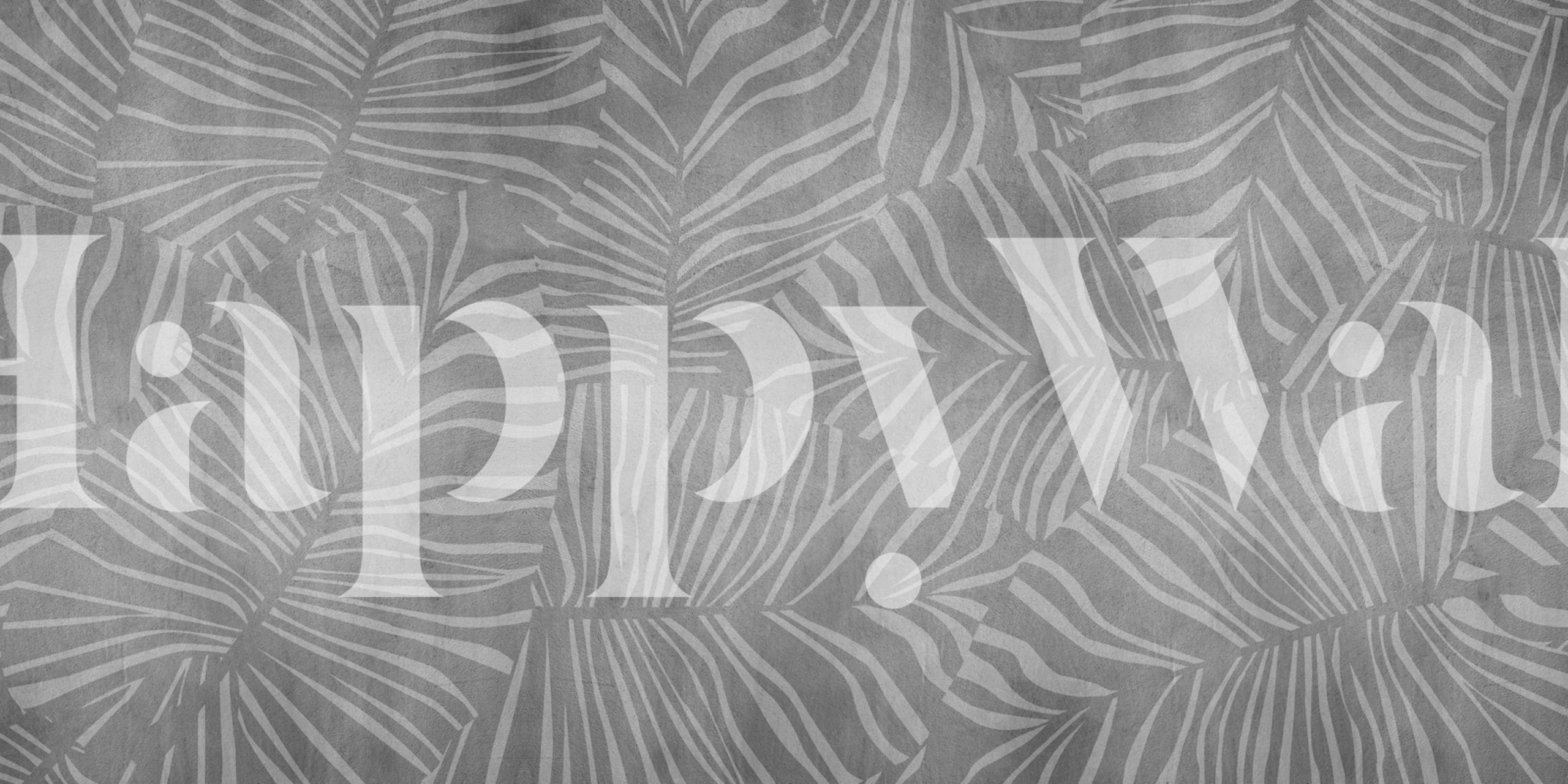 Tropical leaf pattern in grey and white wallpaper