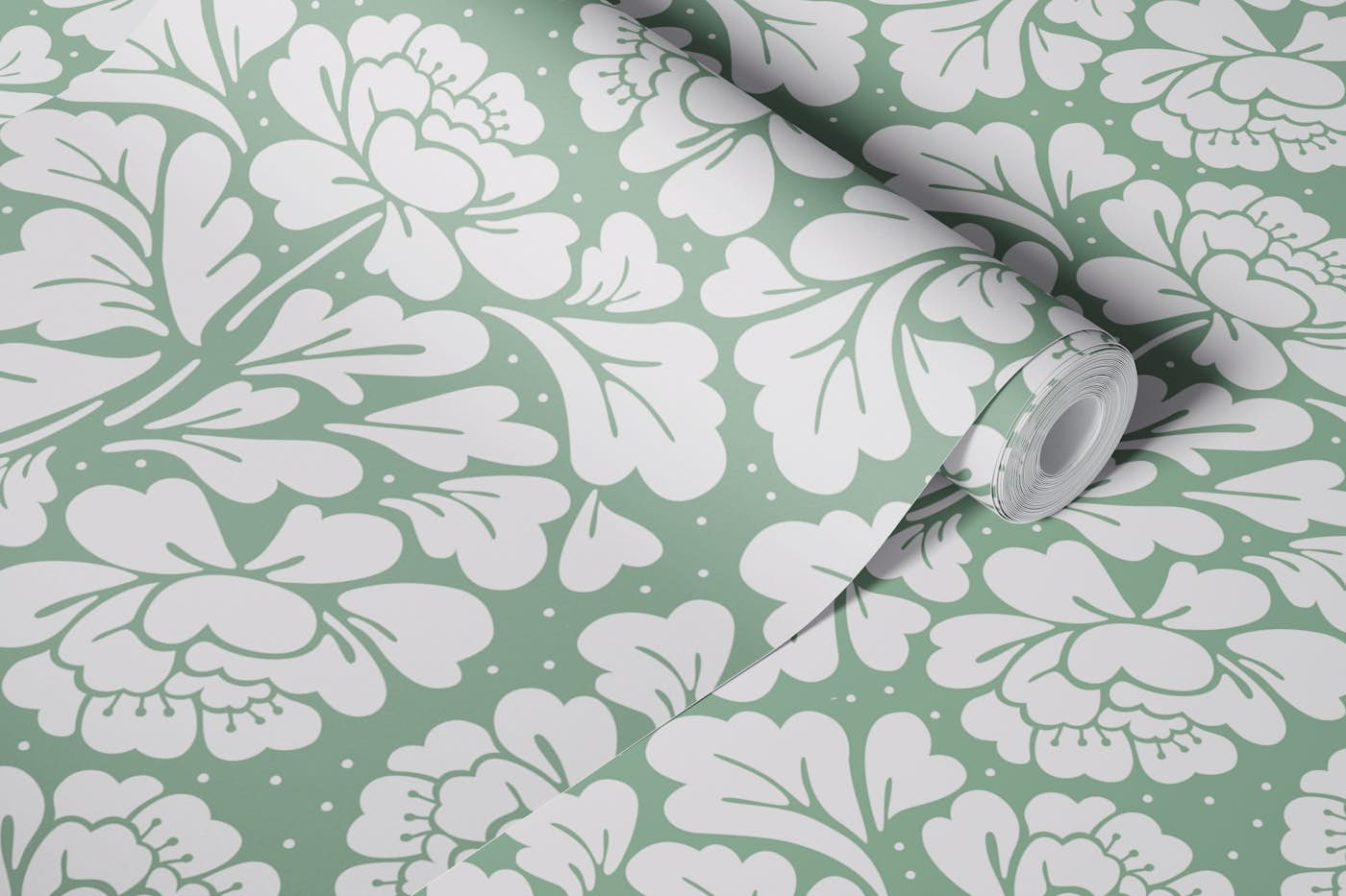 Baroque Pattern Sage Green wallpaper roll