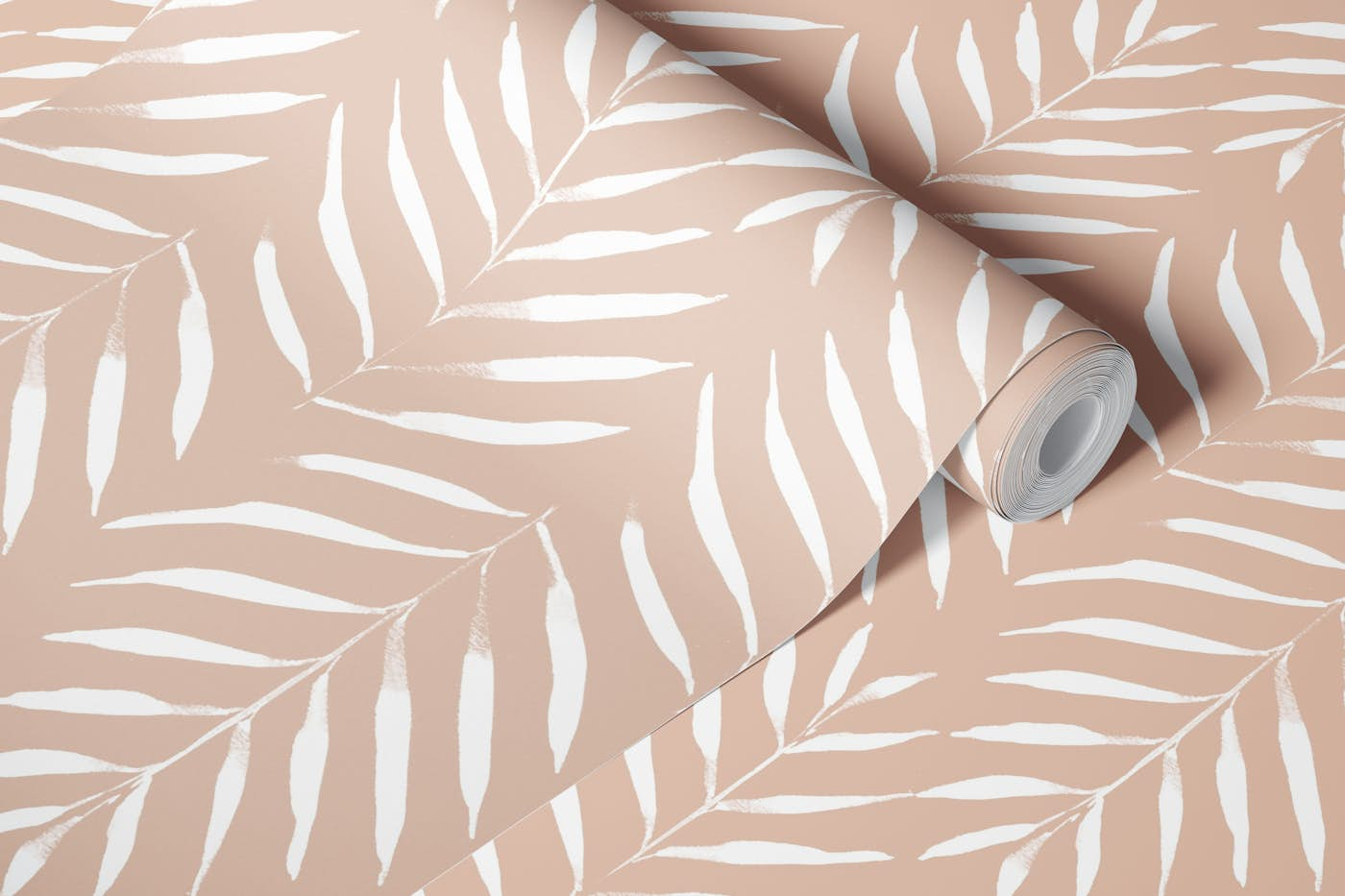 Palm Leaves Beige Pattern wallpaper roll