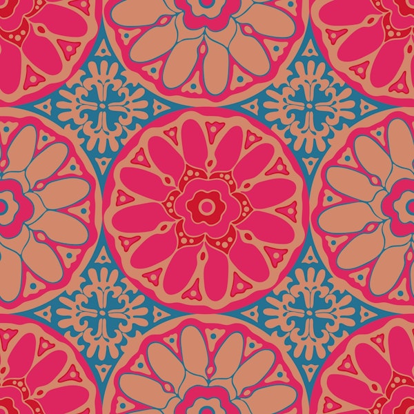 GRAND BAZAAR Bohemian Mandala Pink Blue Large