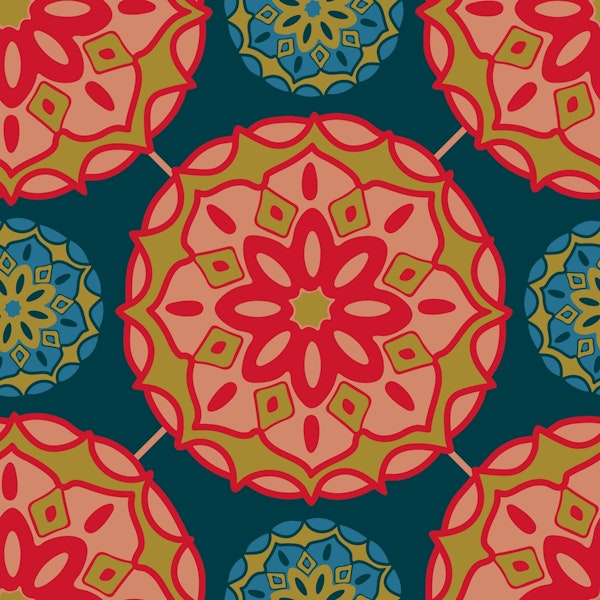 MOSAIQUE Bohemian Floral Mandala Red Small