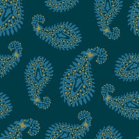 PAISLEY Bohemian Vintage - Blue on Dark Teal tapet