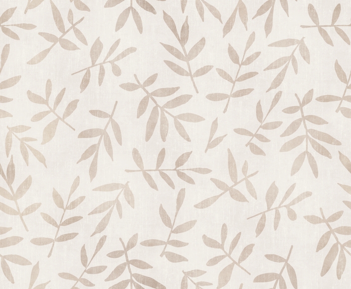 Beige Ditsy Leaf Pattern Wallpaper