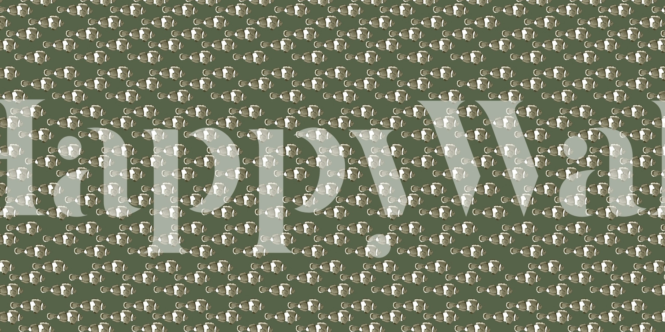 Ταπετσαρία Shimmering Fish Green Εμφανιζόμενη Σε Ένα Δωμάτιο