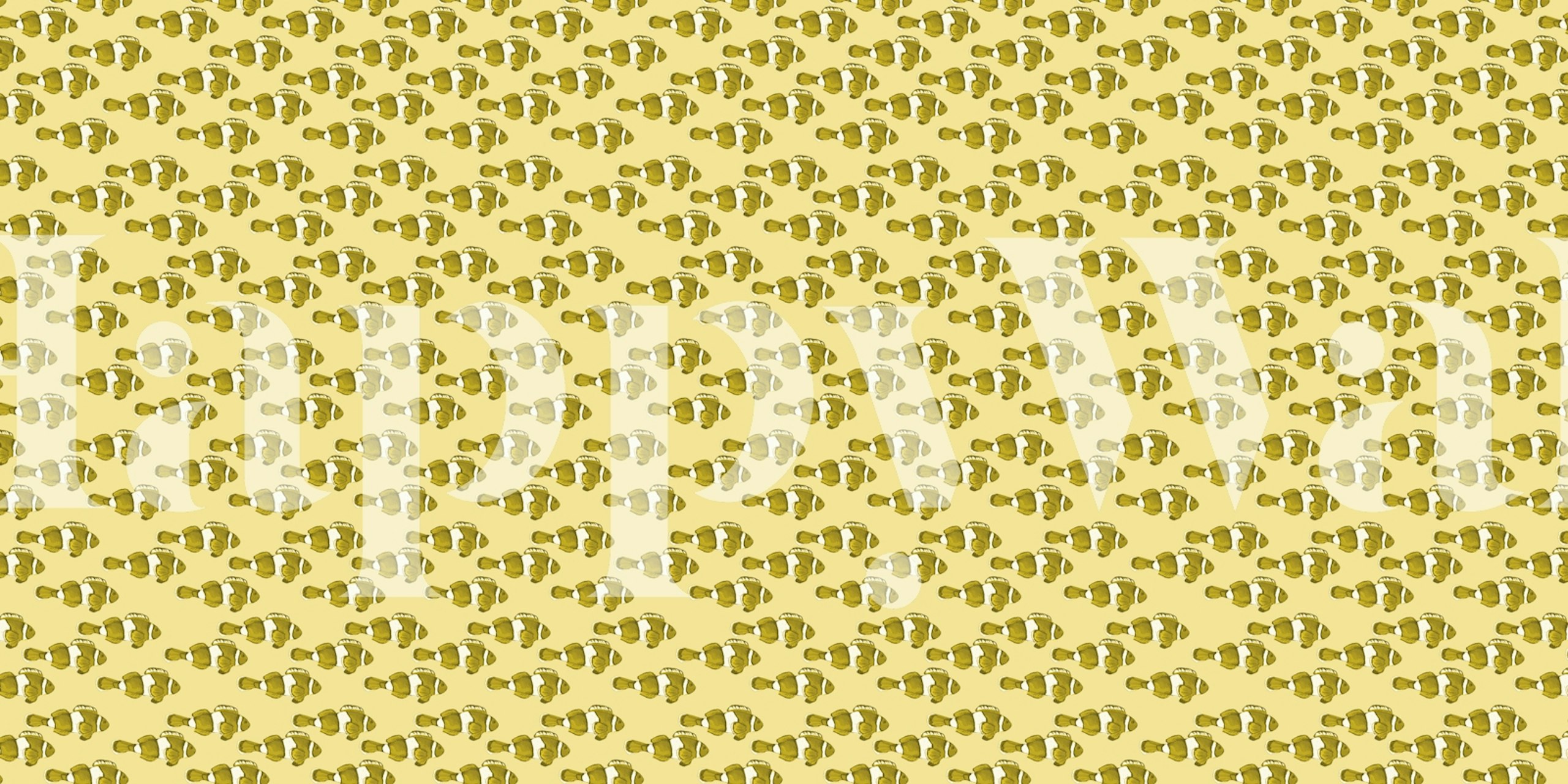 Yellow fish pattern wallpaper featuring playful fish shapes