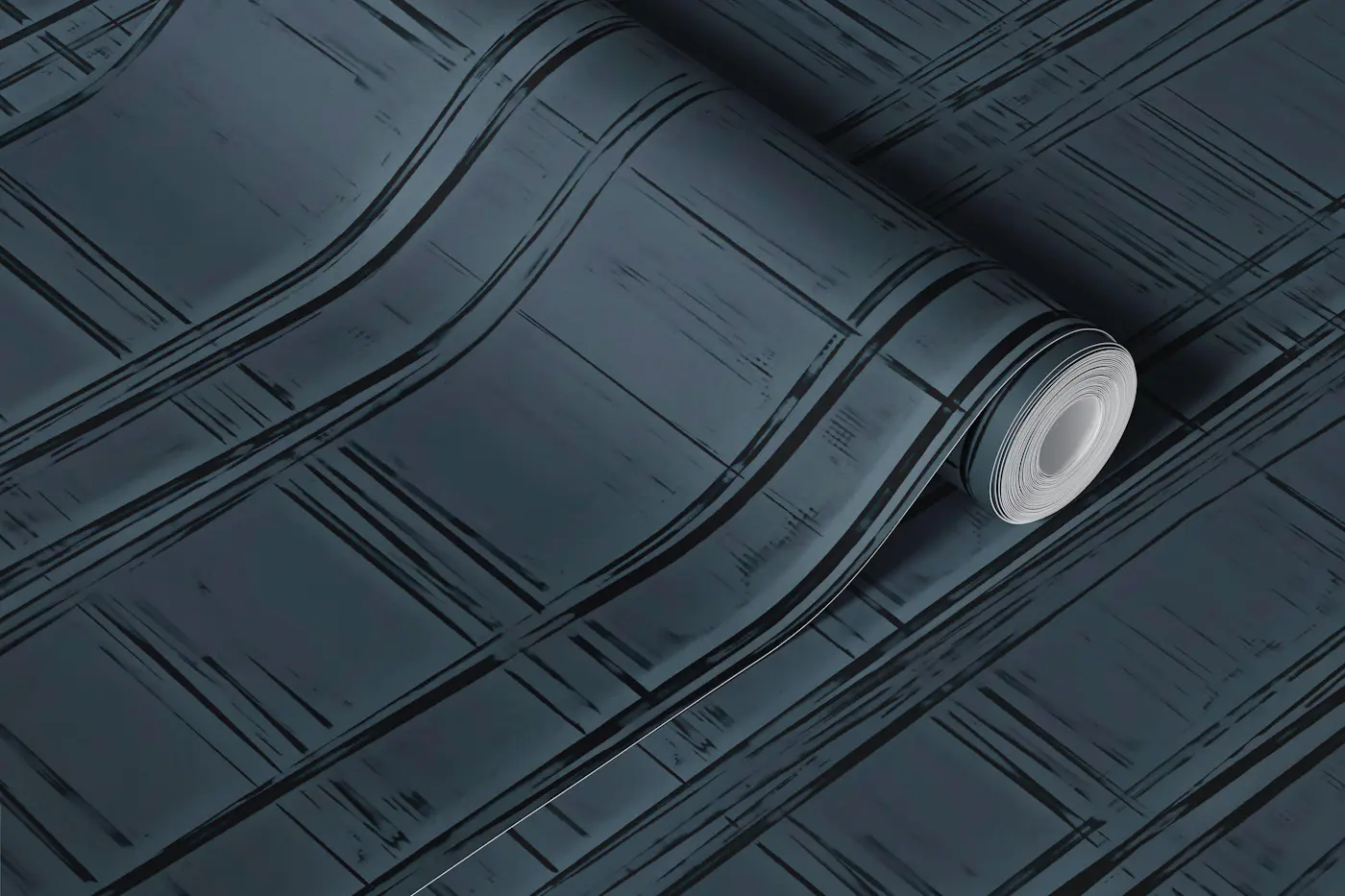 Cozy Lines Fabric Texture Dark Grey Teal wallpaper roll