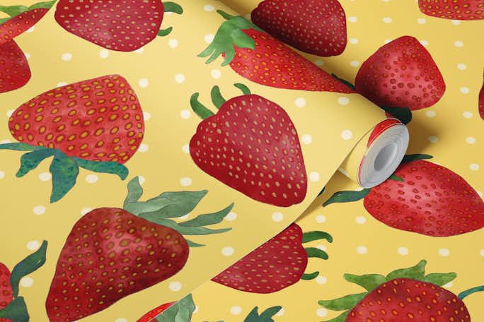 Watercolor Strawberries 2wallpaper roll