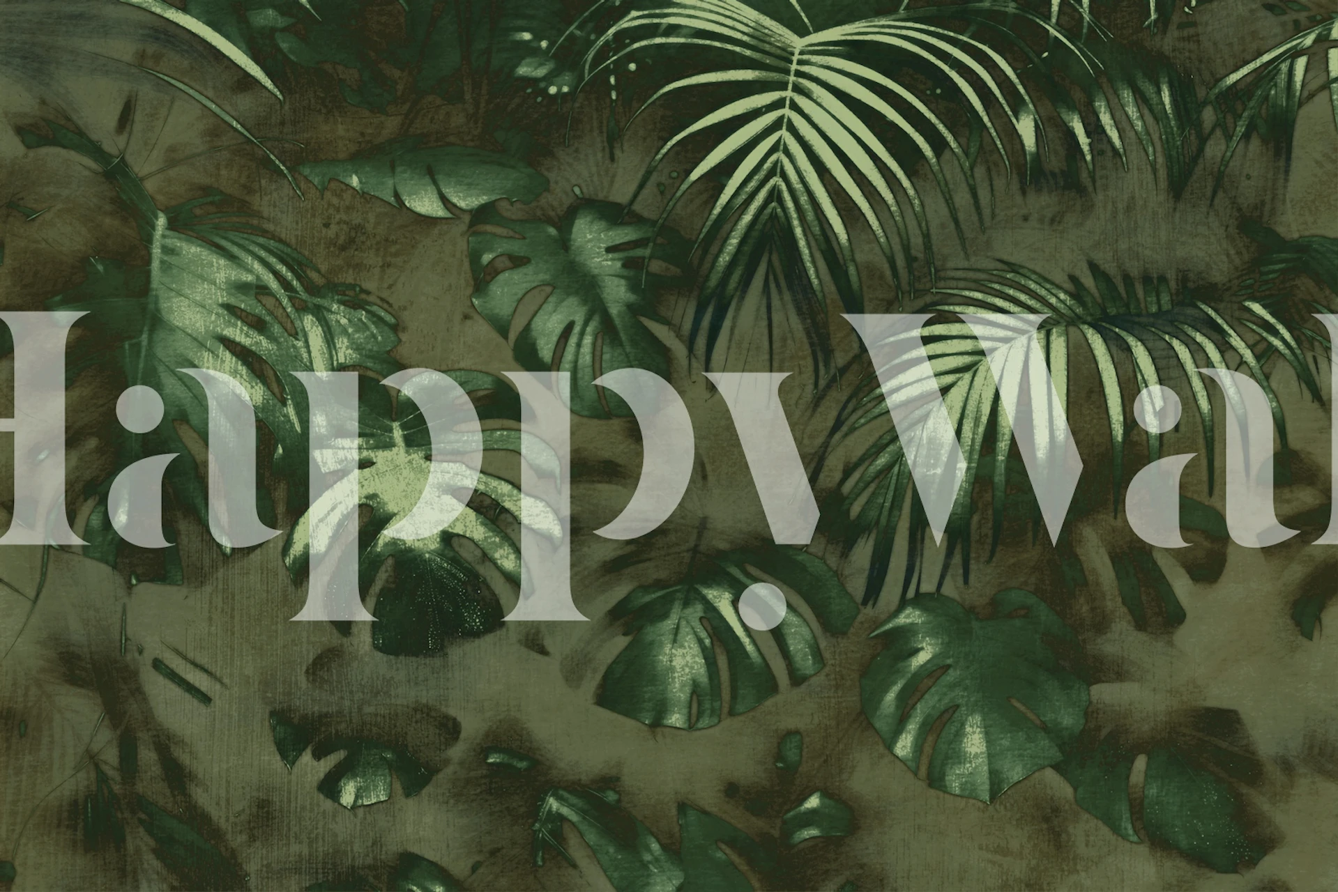 Lush grey botanical leaves wallpaper in muted tones