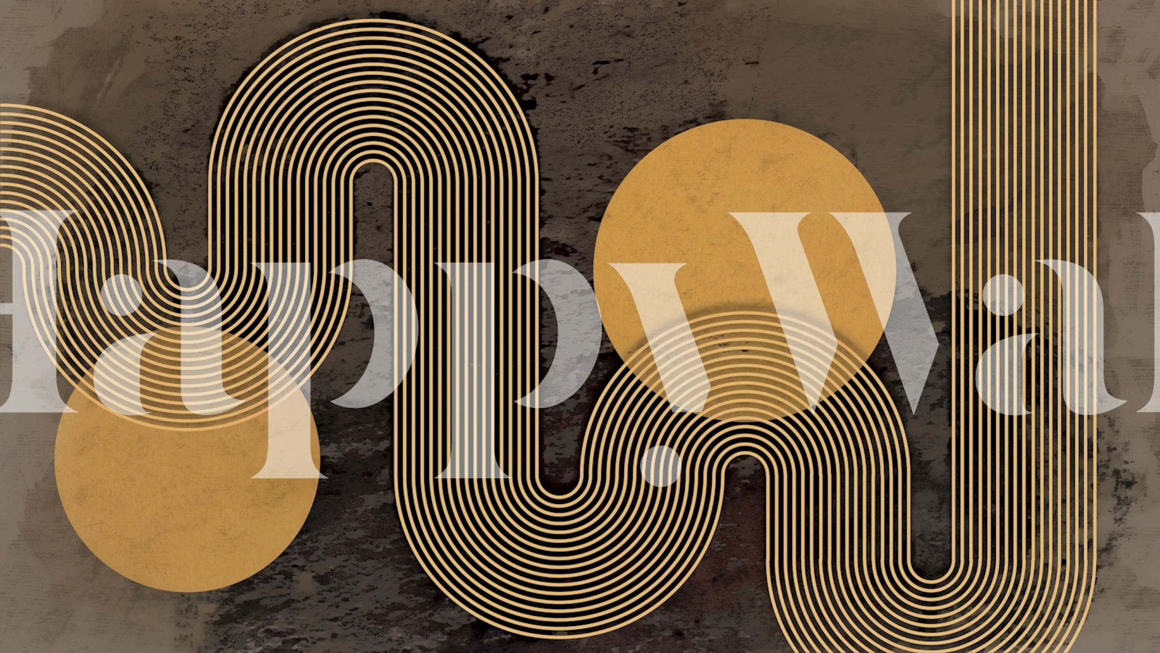 Papel de parede Wavy Lines Rainbow Grunge em um quarto