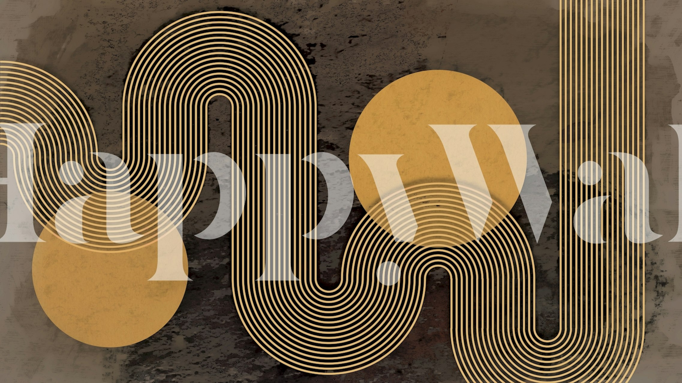 Papel pintado Wavy Lines Rainbow Grunge en una habitación