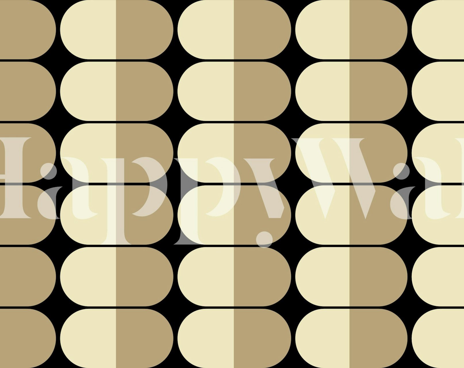 Beige abstract oval shapes on a black background wallpaper