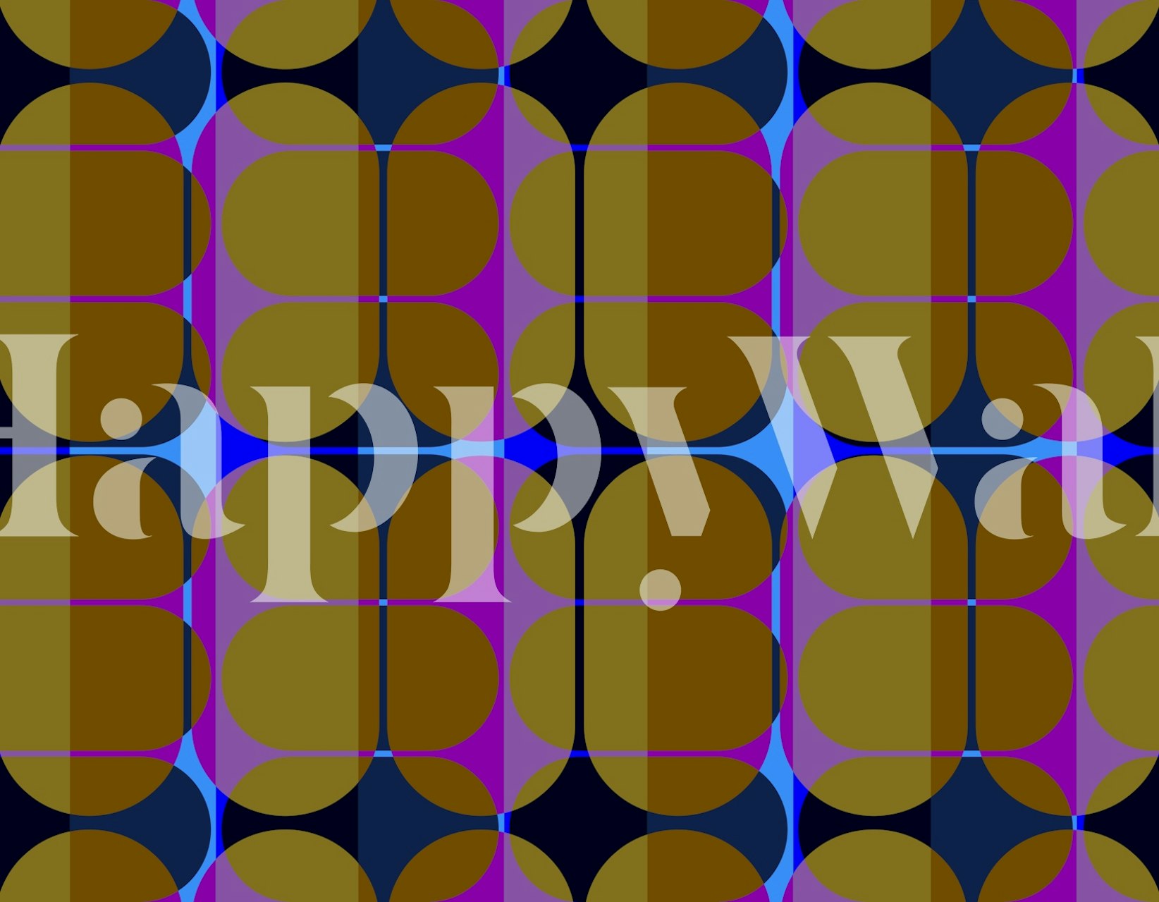 Mural inspirado en los años setenta con estampados atrevidos y colores psicodélicos