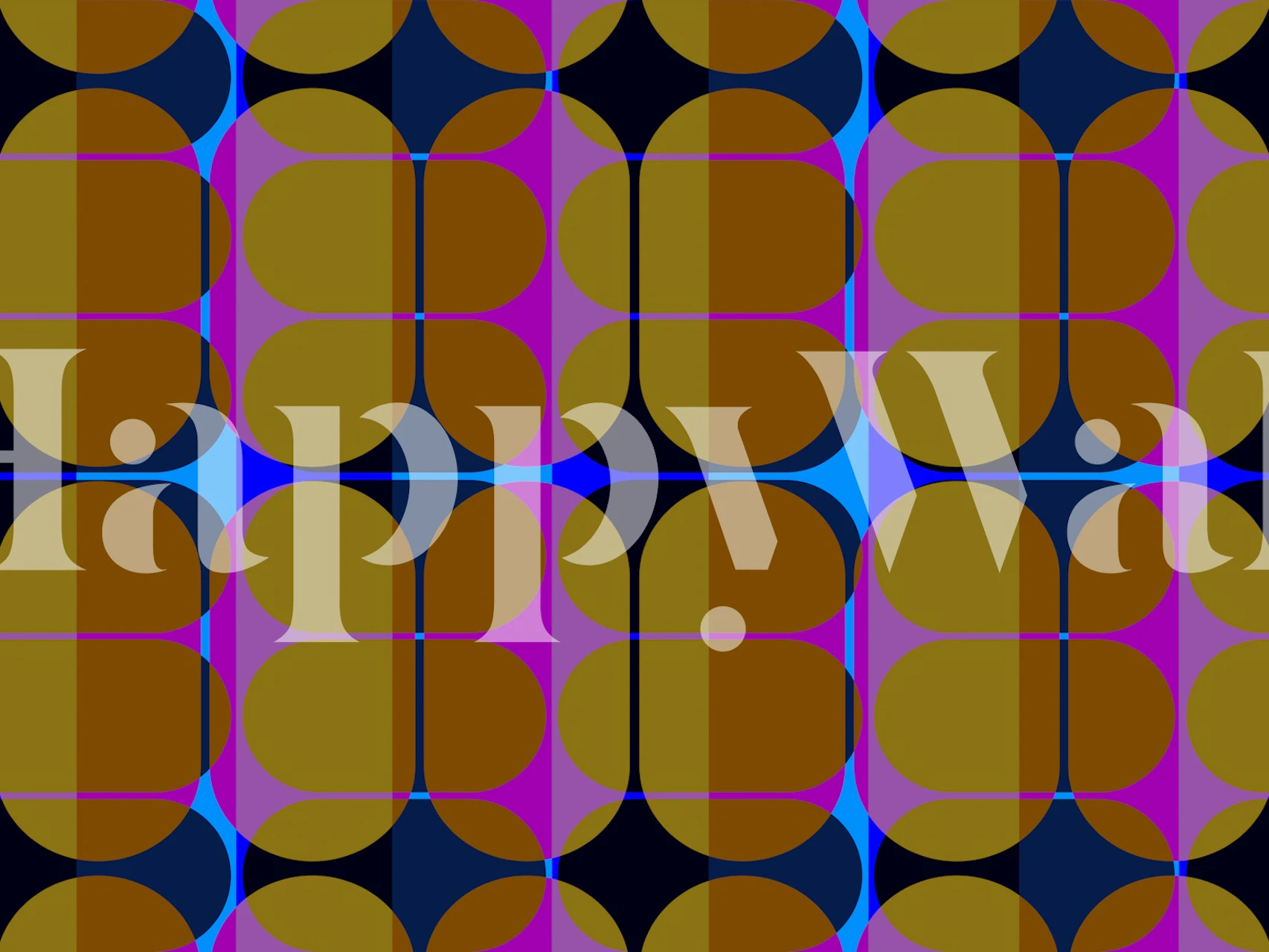 Seventies-inspired wall mural with bold patterns and psychedelic colors