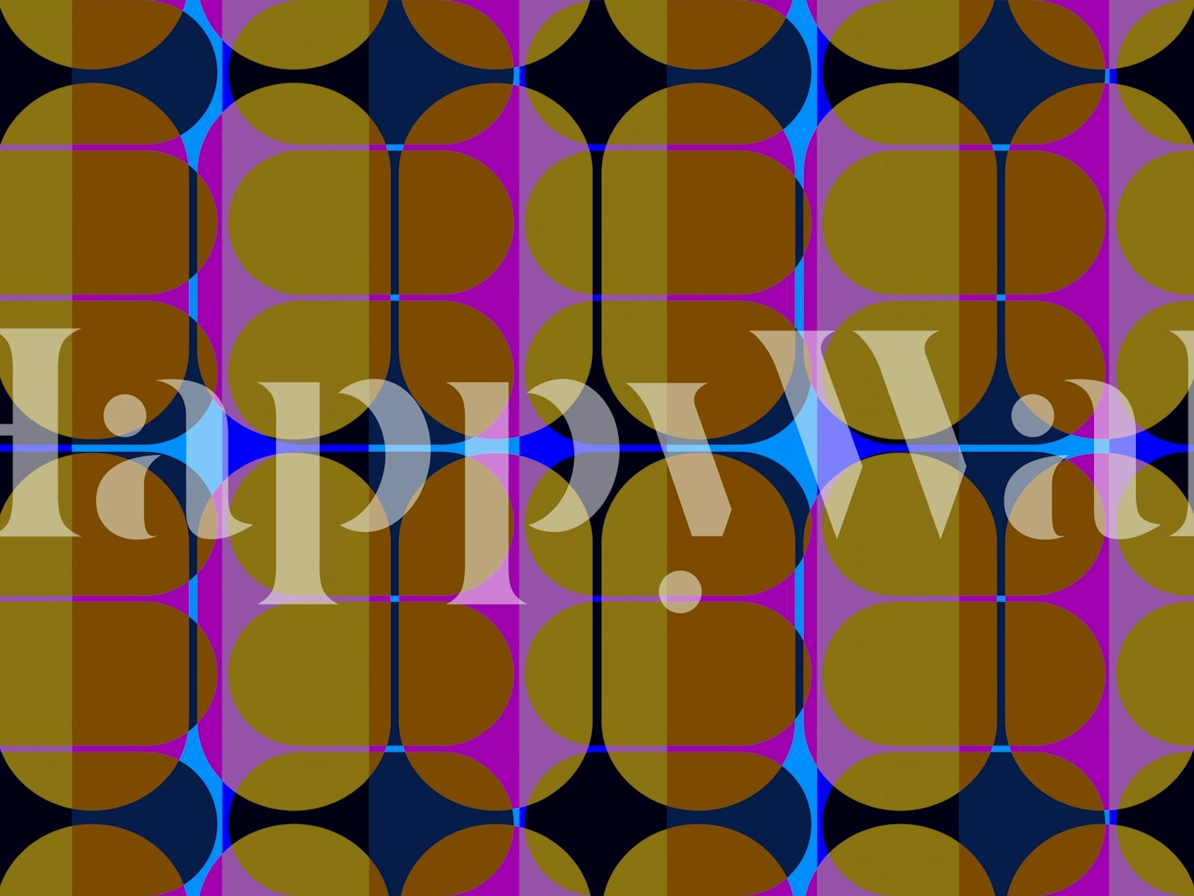 Seventies-inspired wall mural with bold patterns and psychedelic colors