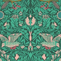 Victorian Birds Pattern - Green tapete