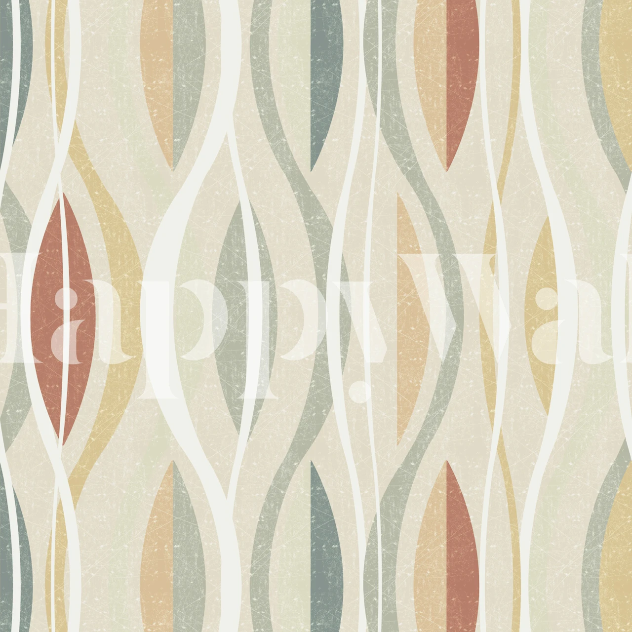 Malibu Air Earth Tone -seinämaalaus, jossa on lehtimaisia kuvioita beigen, siennan ja vihreän sävyissä.