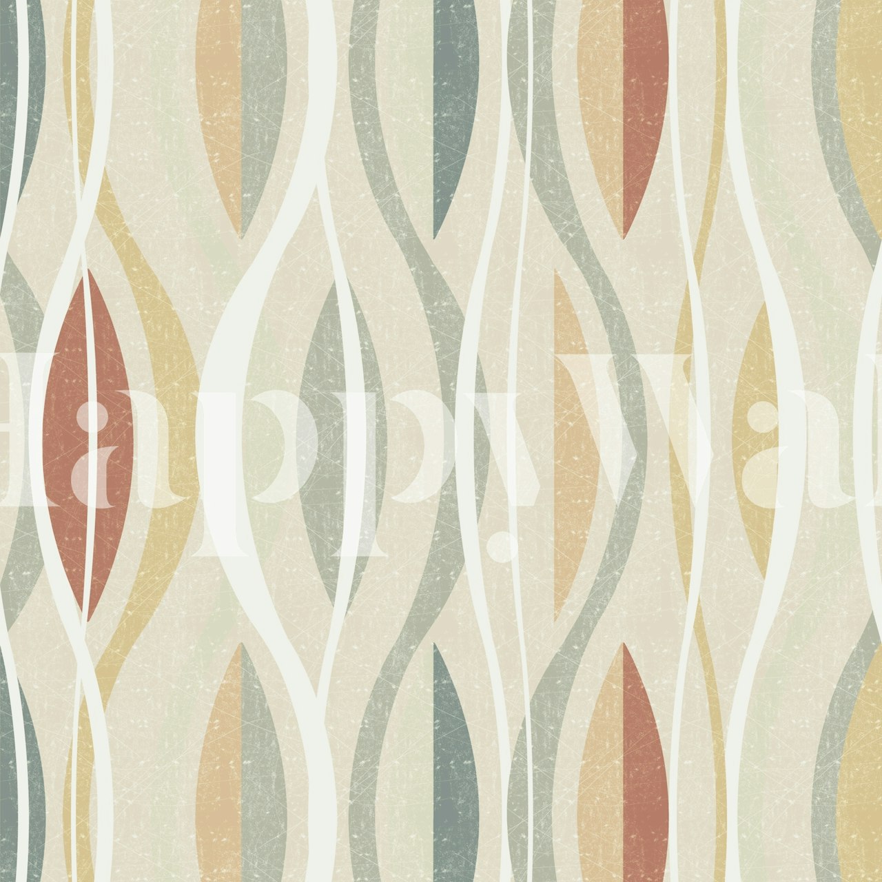 Malibu Air Earth Tone veggmaleri med bladlignende mønstre i beige, sienna og grønne toner.