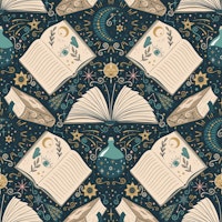 Celestial books dark academia behang