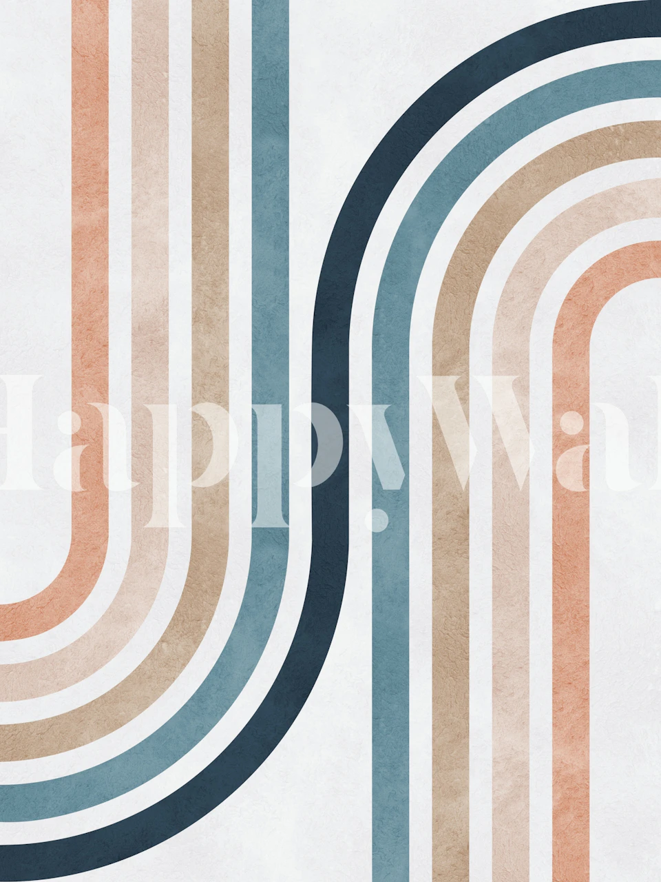 Curved stripes in muted pink, beige, and blue colors abstract wallpaper