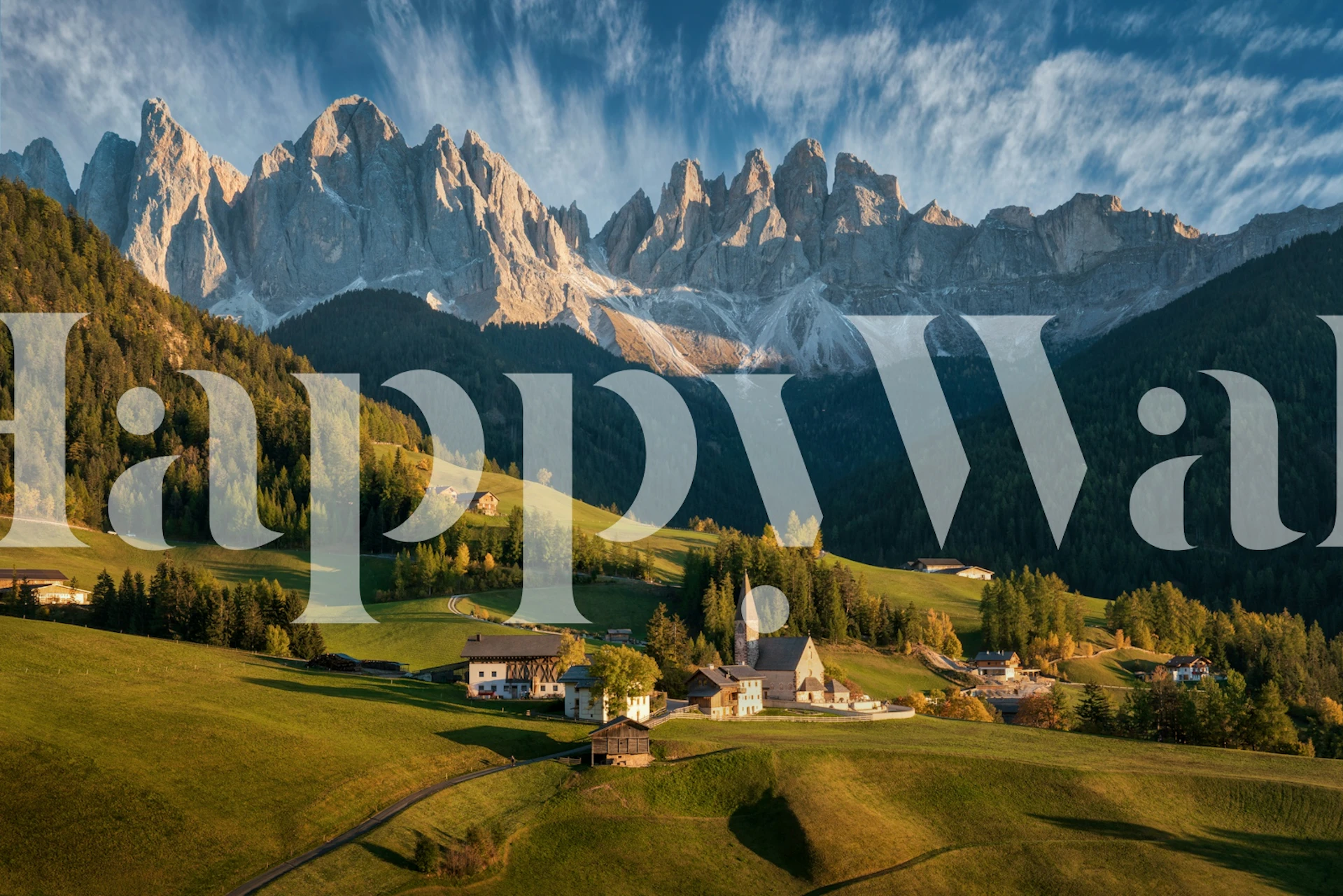 Santa Maddalena landsby i Dolomitterne vægmaleri