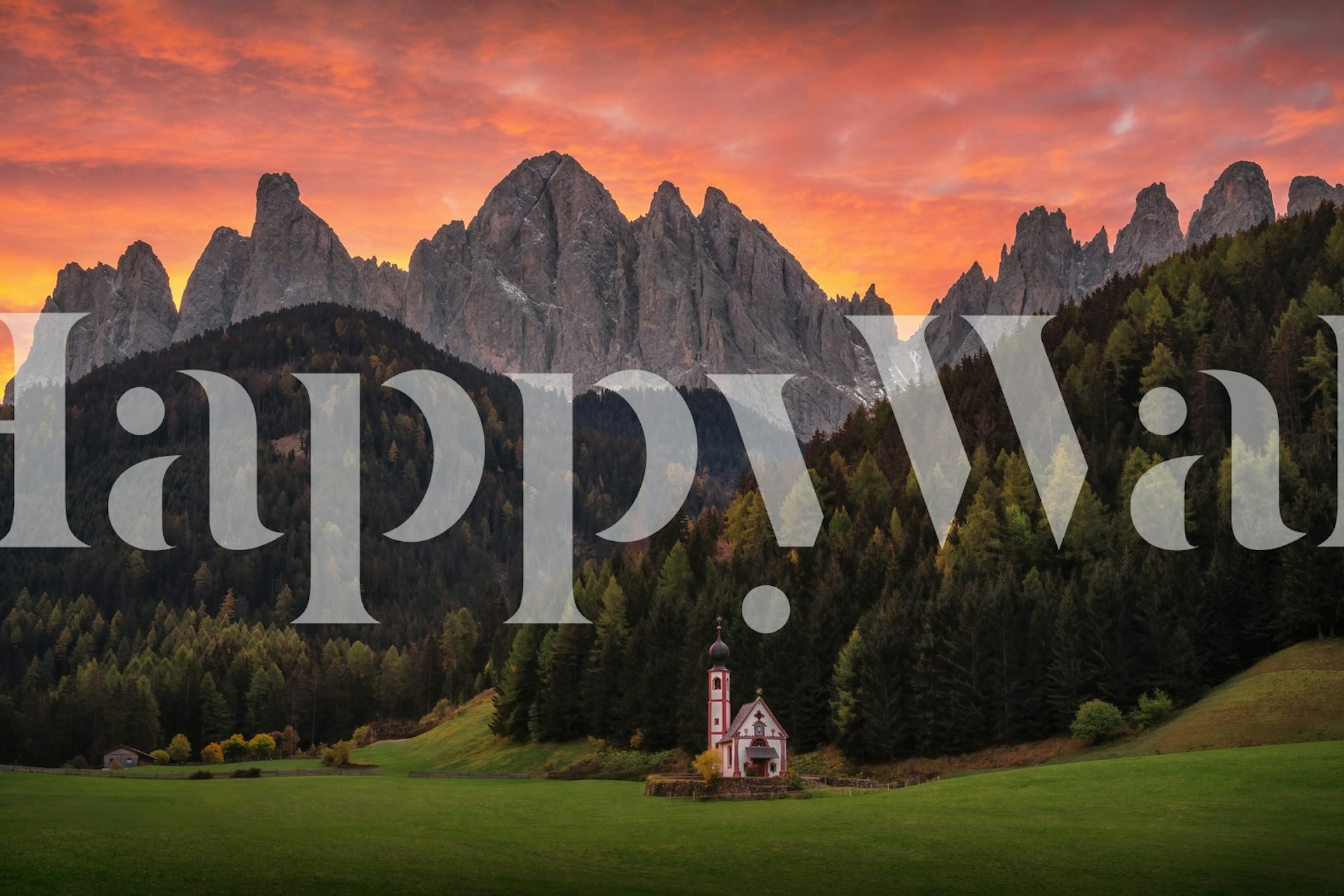 Dolomites wallpaper with Church of St. Magdalena